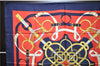 Authentic HERMES Carre 90 Scarf "Eperon d'or" Silk Navy 7858D