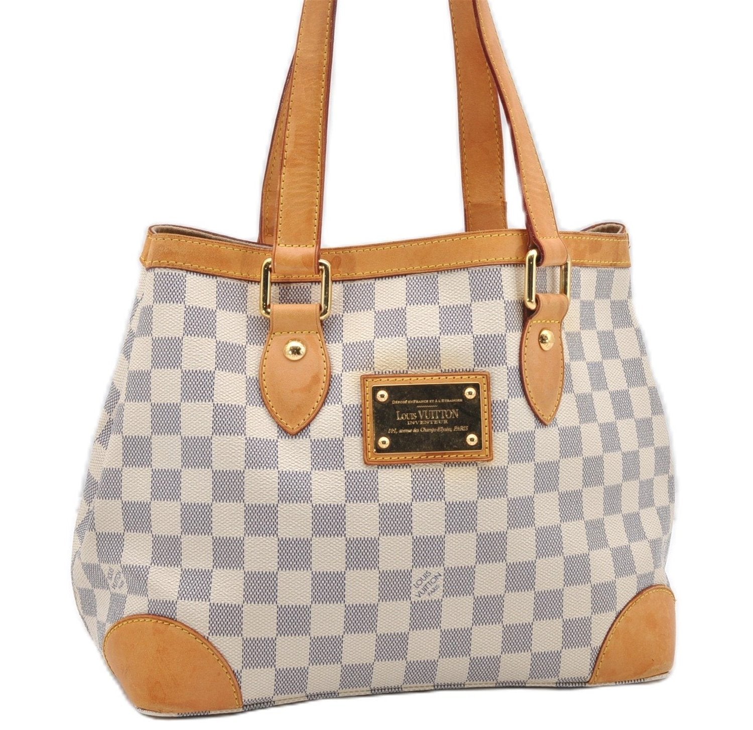 Authentic Louis Vuitton Damier Azur Hampstead PM N51207 Shoulder Tote Bag 7858F