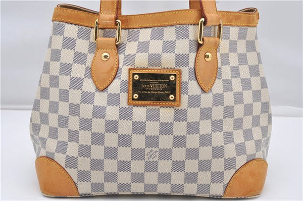 Authentic Louis Vuitton Damier Azur Hampstead PM N51207 Shoulder Tote Bag 7858F