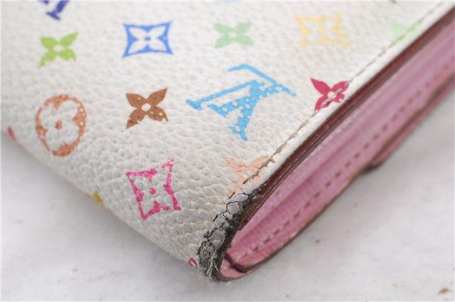 LOUIS VUITTON Monogram Multicolor Portefeuille Sarah Wallet M93744 White 7864C