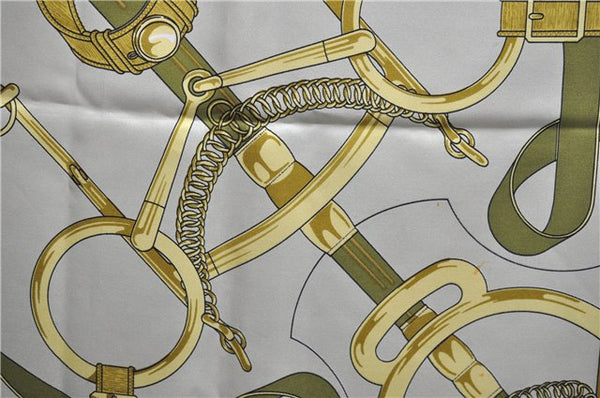 Authentic HERMES Carre 90 Scarf "Eperon d'or" Silk Green 7865D