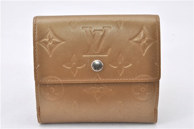 Auth Louis Vuitton Vernis Porte Monnaie Billets Cartes Credit Wallet Beige 7866F