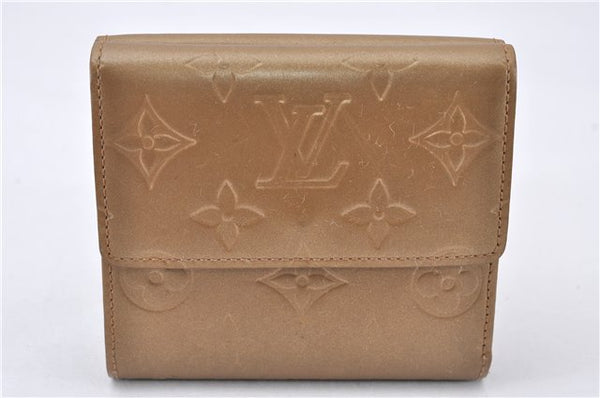 Auth Louis Vuitton Vernis Porte Monnaie Billets Cartes Credit Wallet Beige 7866F