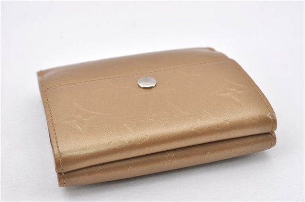 Auth Louis Vuitton Vernis Porte Monnaie Billets Cartes Credit Wallet Beige 7866F