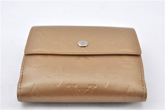 Auth Louis Vuitton Vernis Porte Monnaie Billets Cartes Credit Wallet Beige 7866F