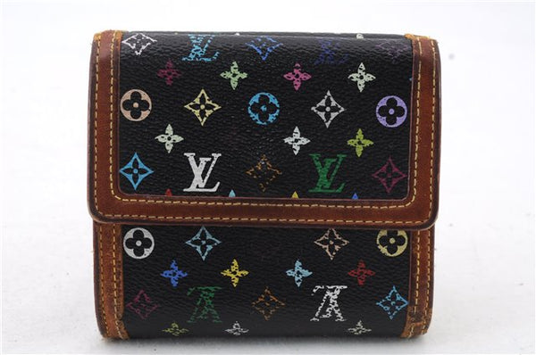 LOUIS VUITTON Monogram Multicolor Porte Monnaie Billet Carte Credit Black 7868C