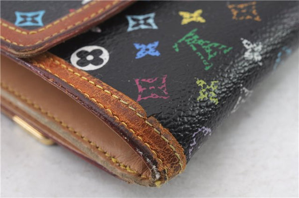 LOUIS VUITTON Monogram Multicolor Porte Monnaie Billet Carte Credit Black 7868C