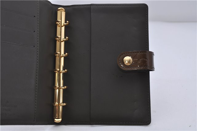 Authentic LOUIS VUITTON Vernis Agenda PM Notebook Cover Brown R21004 LV 7871C