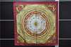 Authentic HERMES Carre 90 Scarf "DIES ET HORE" Silk Bordeaux Red 7871D