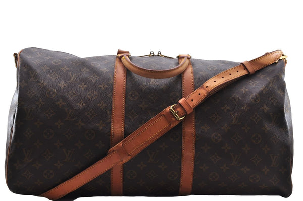 Auth Louis Vuitton Monogram Keepall Bandouliere 55 Boston Bag M41414 LV 7872D