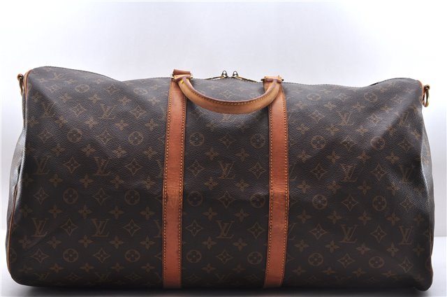 Auth Louis Vuitton Monogram Keepall Bandouliere 55 Boston Bag M41414 LV 7872D