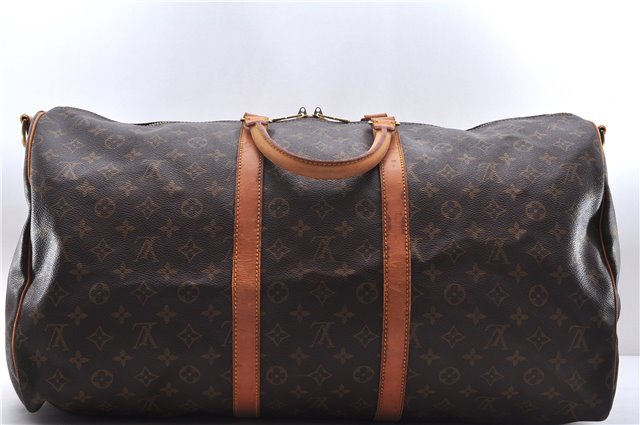 Auth Louis Vuitton Monogram Keepall Bandouliere 55 Boston Bag M41414 LV 7872D