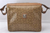 Auth CELINE C Macadam Carriage Blason Shoulder Cross Bag PVC Leather Beige 7873D