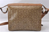 Auth CELINE C Macadam Carriage Blason Shoulder Cross Bag PVC Leather Beige 7873D