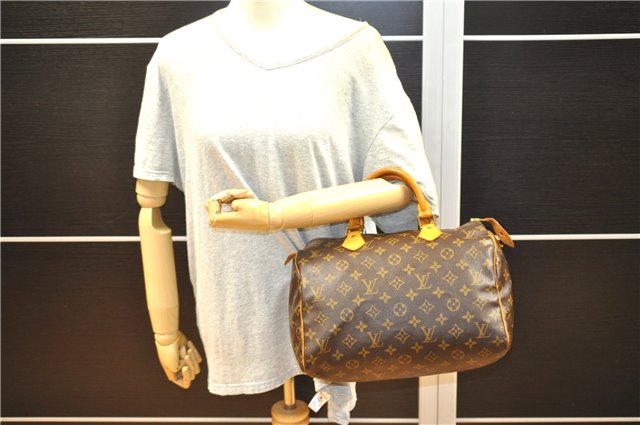 Authentic Louis Vuitton Monogram Speedy 30 Hand Boston Bag M41526 LV 7874F