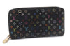 Auth LOUIS VUITTON Monogram Multicolor Zippy Wallet Purse Black M60243 LV 7877C