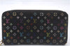 Auth LOUIS VUITTON Monogram Multicolor Zippy Wallet Purse Black M60243 LV 7877C