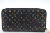 Auth LOUIS VUITTON Monogram Multicolor Zippy Wallet Purse Black M60243 LV 7877C