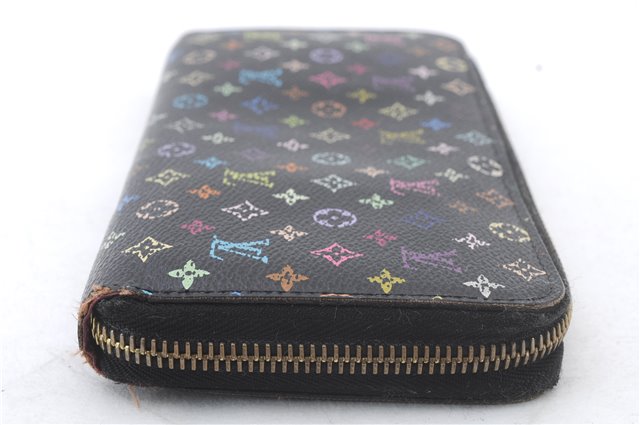 Auth LOUIS VUITTON Monogram Multicolor Zippy Wallet Purse Black M60243 LV 7877C