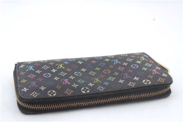 Auth LOUIS VUITTON Monogram Multicolor Zippy Wallet Purse Black M60243 LV 7877C