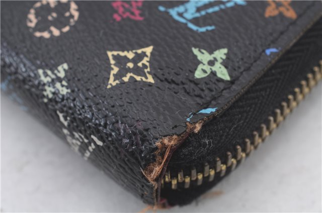 Auth LOUIS VUITTON Monogram Multicolor Zippy Wallet Purse Black M60243 LV 7877C