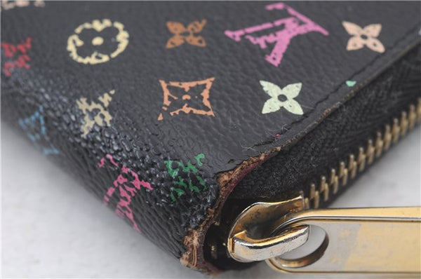 Auth LOUIS VUITTON Monogram Multicolor Zippy Wallet Purse Black M60243 LV 7877C