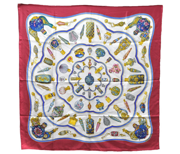 Authentic HERMES Carre 90 Scarf "Qu' importe le flacon" Silk Red 7877D