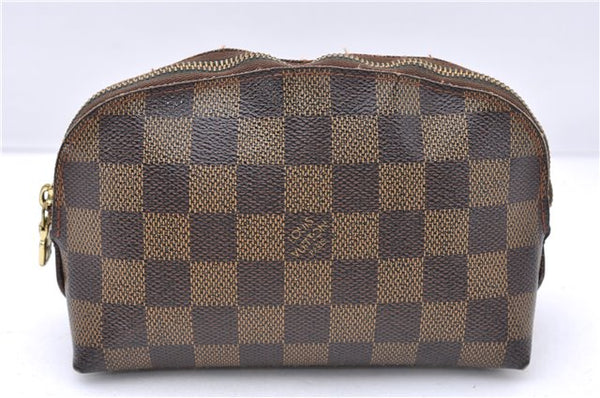 Authentic LOUIS VUITTON Damier Pochette Cosmetic Pouch Purse N47516 LV 7880C