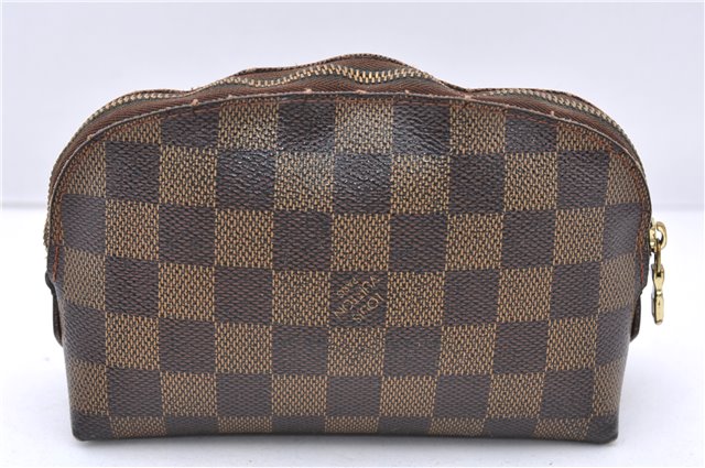 Authentic LOUIS VUITTON Damier Pochette Cosmetic Pouch Purse N47516 LV 7880C