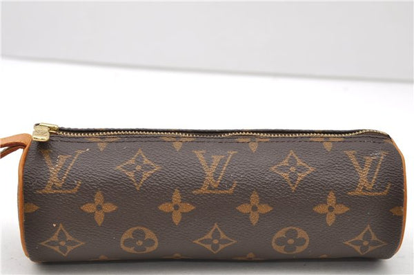 Authentic LOUIS VUITTON Monogram Trousse Ronde Pen Case Pouch M47630 LV 7881C