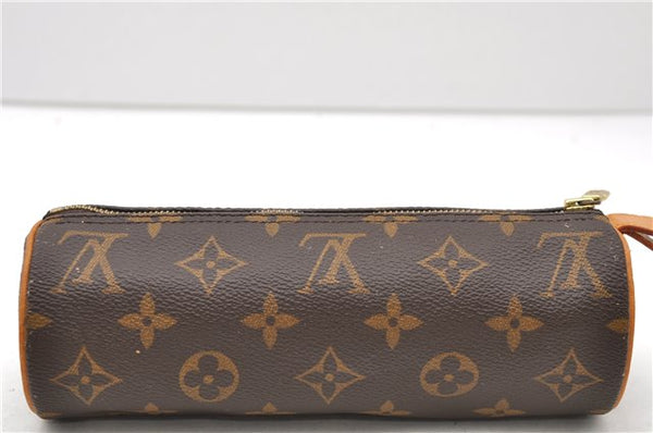 Authentic LOUIS VUITTON Monogram Trousse Ronde Pen Case Pouch M47630 LV 7881C