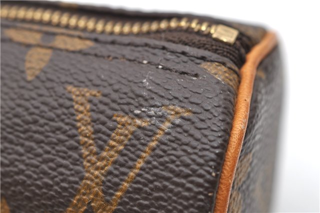 Authentic LOUIS VUITTON Monogram Trousse Ronde Pen Case Pouch M47630 LV 7881C