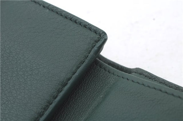 Auth BALENCIAGA Papier Mini Wallet Trifold Purse Leather 391446 Green Box 7882C
