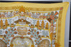 Authentic HERMES Pleats Scarf "Decoupages" Silk Yellow Box 7885D