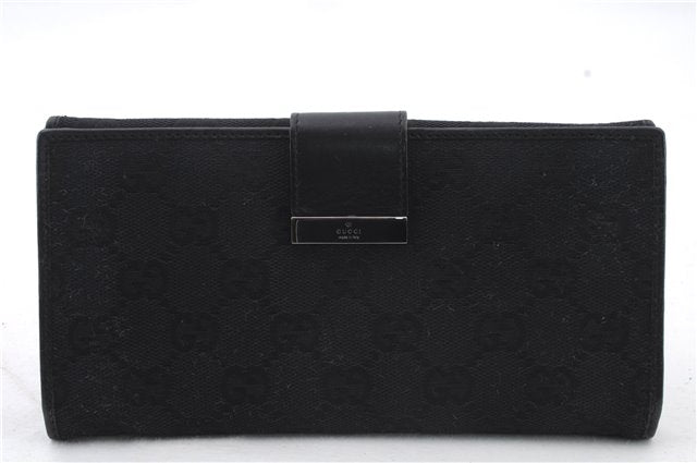 Authentic GUCCI Wallet Purse GG Canvas Leather Black 7886C