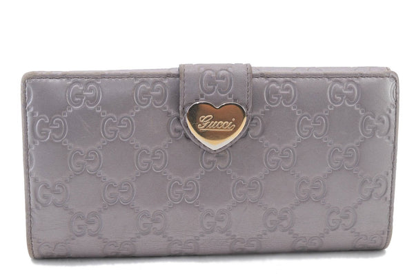 Authentic GUCCI Guccissima Heart Leather Long Wallet 203550 Light Purple 7893C