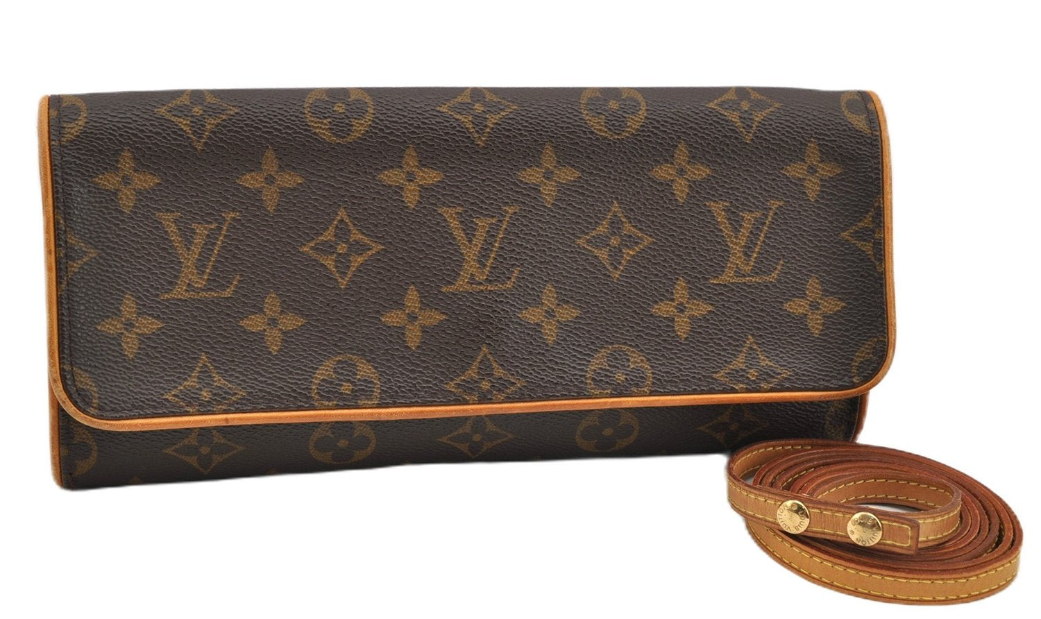 Authentic Louis Vuitton Monogram Pochette Twin GM Shoulder Bag M51852 LV 7894F