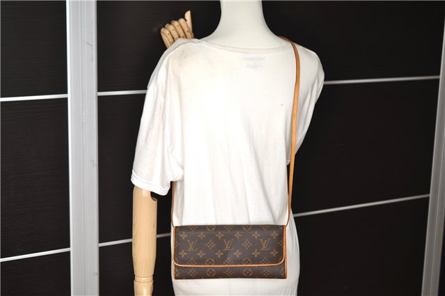 Authentic Louis Vuitton Monogram Pochette Twin GM Shoulder Bag M51852 LV 7894F