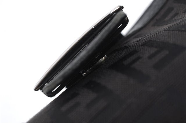 Authentic FENDI Zucchino Wallet Purse Canvas Leather Black 7896C