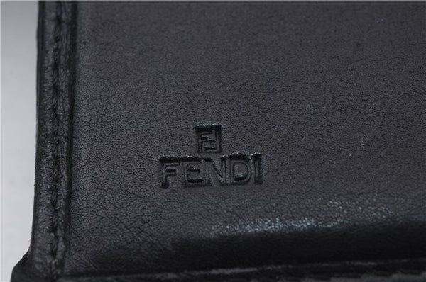 Authentic FENDI Zucchino Wallet Purse Canvas Leather Black 7896C