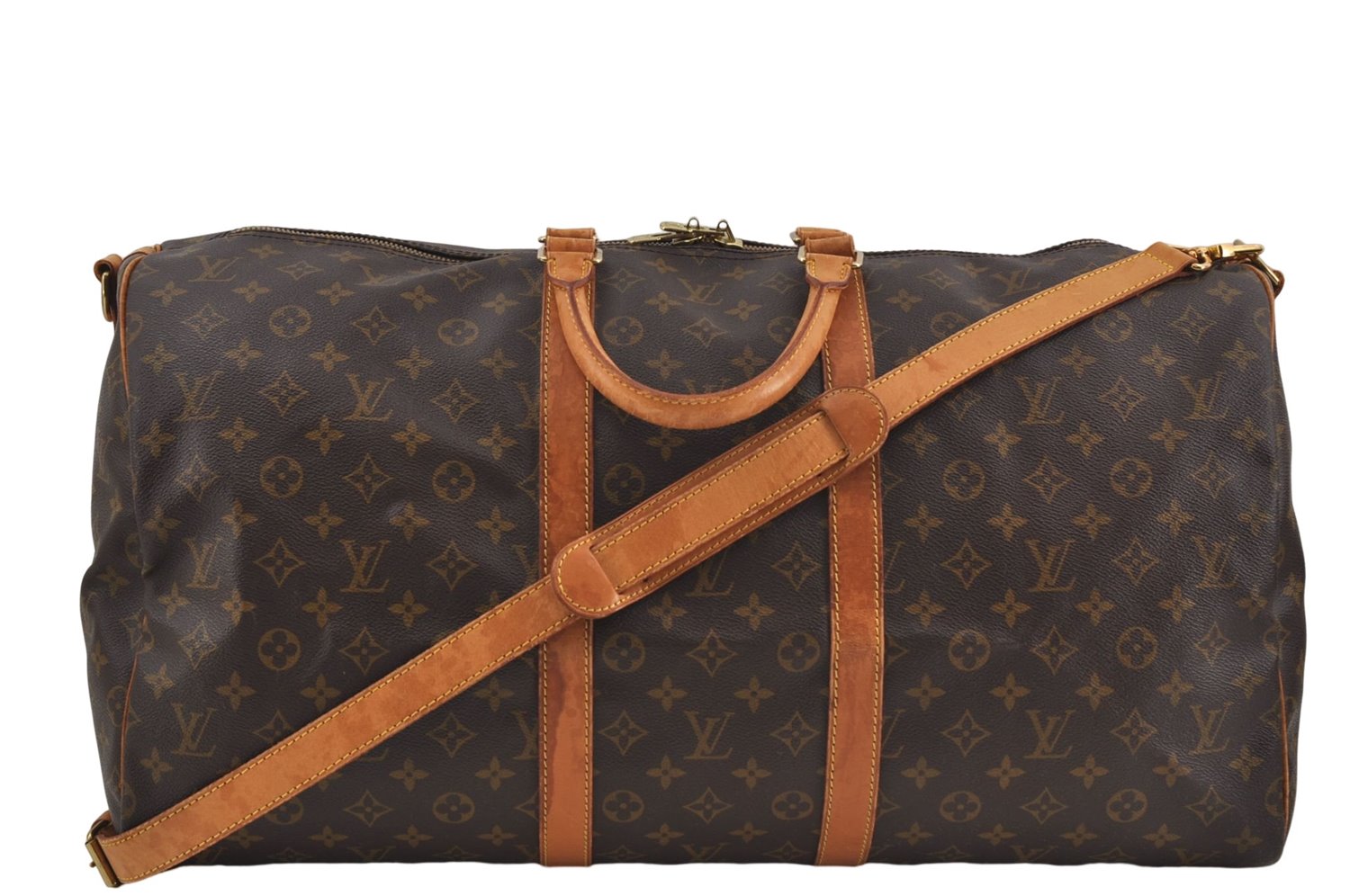 Auth Louis Vuitton Monogram Keepall Bandouliere 55 Boston Bag M41414 LV 7898D