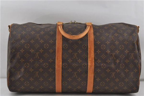 Auth Louis Vuitton Monogram Keepall Bandouliere 55 Boston Bag M41414 LV 7898D