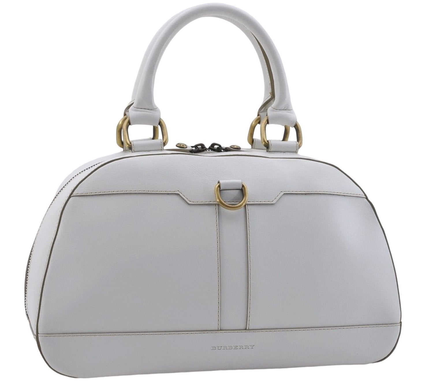 Authentic BURBERRY Vintage Leather Hand Bag White 7902D