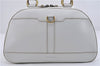 Authentic BURBERRY Vintage Leather Hand Bag White 7902D