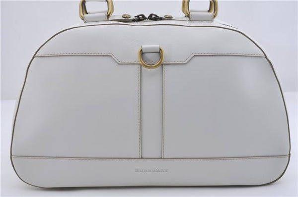 Authentic BURBERRY Vintage Leather Hand Bag White 7902D