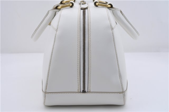 Authentic BURBERRY Vintage Leather Hand Bag White 7902D