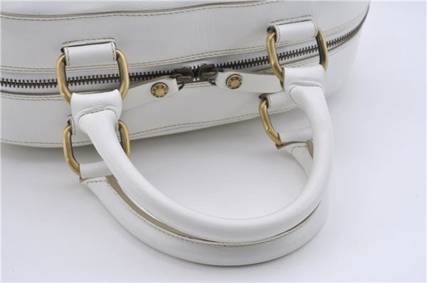 Authentic BURBERRY Vintage Leather Hand Bag White 7902D