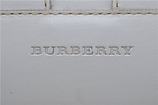 Authentic BURBERRY Vintage Leather Hand Bag White 7902D