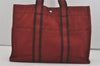 Authentic HERMES Fourre Tout MM Vintage Hand Tote Bag Canvas Red 7902I