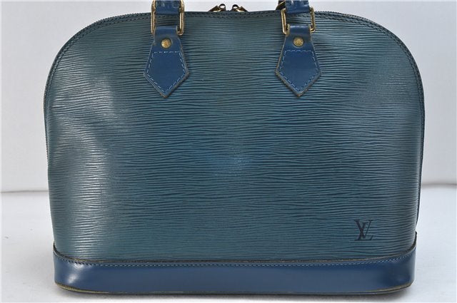 Authentic LOUIS VUITTON Epi Alma PM Hand Bag Purse Blue M52145 LV 7904C